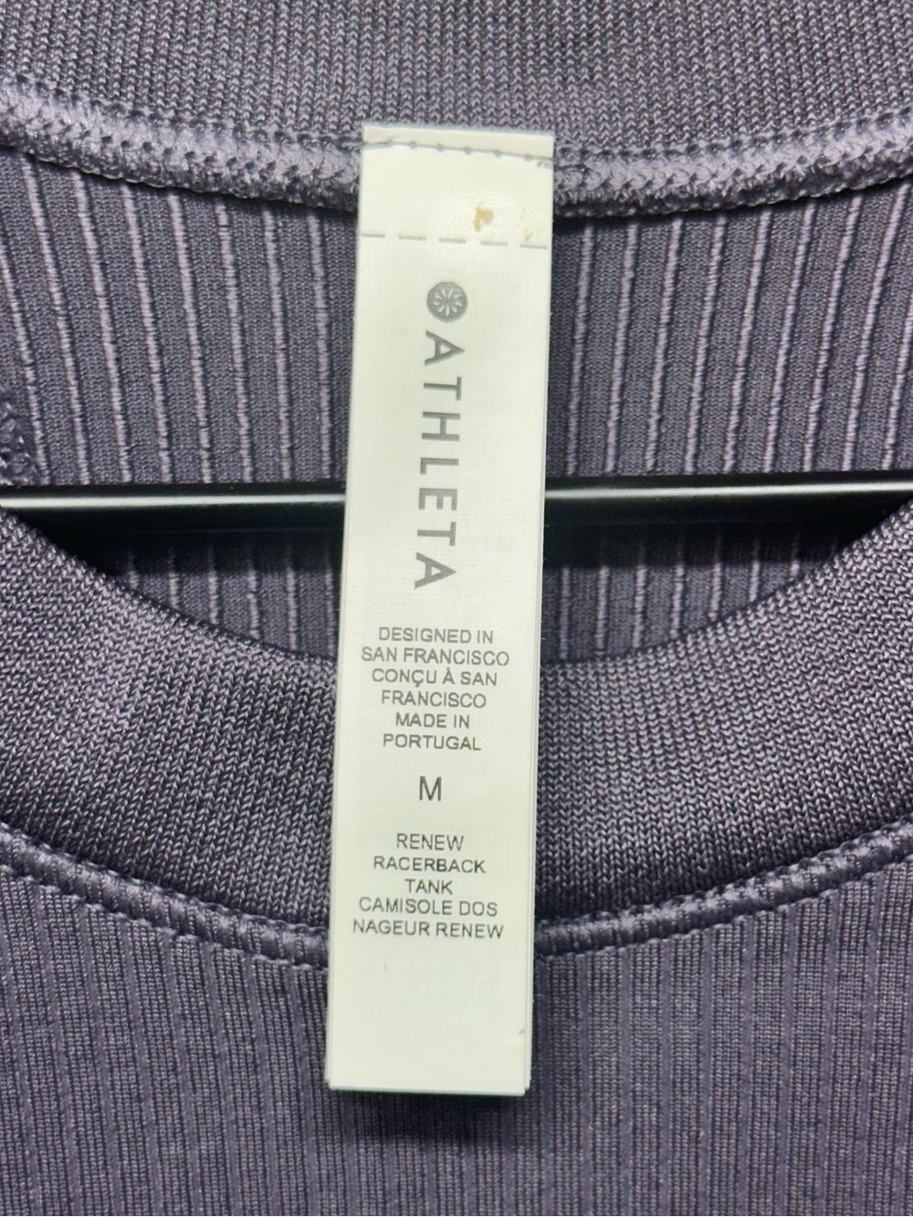 Athleta Renew Racerback Tank Top Medium Purple Ribbed High Neck Athletic Workout - Picture 3 of 6